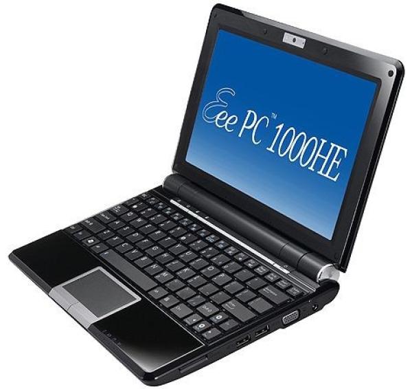 Ноутбук 10" ASUS Eee PC 1000HE, Atom N280 1.66 1024M 160G 1024*600 LED 3*USB2.0 LAN WiFi 802.11n BT VGA камера MMC/SD/SDHC 1.45кг WXH черный чехол
