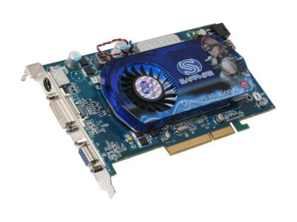Видеокарта AGP Radeon HD2600XT Sapphire, 256M GDDR3 128bit, HDTV, HDCP, 2*DVI->VGA, S-Video, SKU11118-00