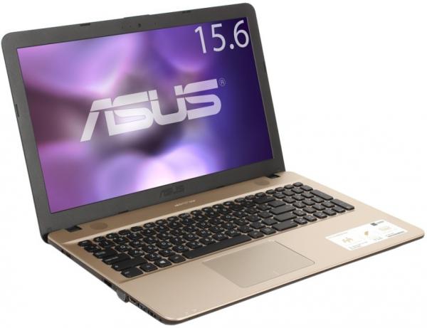 Ноутбук 15" ASUS X541NA-GQ559, Celeron N3350 1.1 4GB 1TB DVD-RW USB2.0/USB3.0 USB-C LAN WiFi BT HDMI/VGA камера SD 2кг DOS черный-золотистый