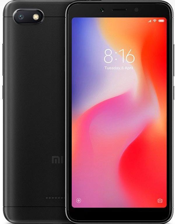 Смартфон 2*sim Xiaomi Redmi 6A, 4*2ГГц 16GB, 5.45" 1440*720, SD-micro/SDHC-micro, 4G/3G, GPS, BT, WiFi, G-sensor, 2 камеры 13/5Мпикс, Android 8, 71.5*147.5*8.3мм 145г, черный