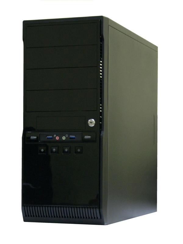 Корпус ATX MidiTower Trin U3075 BK-BK-BK, без БП, 4(4)*5.25"+1(3)*3.5"+0(1)*2.5", Audio/2*USB3.0/4*USB2.0, черный
