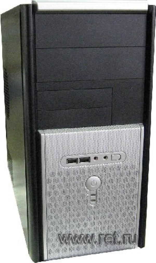 Корпус mATX MiniTower Yeong Yang YY-3603BS, 2*5.25"+2*(4)3.5", Audio/2*USB2.0, без вентиляторов (2 места), черный-серебристый
