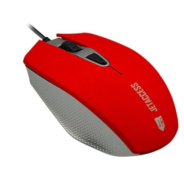 Мышь оптическая JETAccess Comfort OM-U60, USB, 4 кнопки, колесо, 1600/1200/800/400dpi, красный-серый