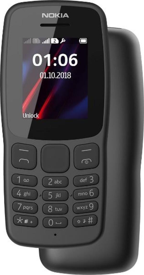 Мобильный телефон Nokia 106 DS 2018 (16NEBD01A02), GSM900/1800, 1.8" 160*128, FM радио, 49.5*111.15*14.4мм 74г, черный