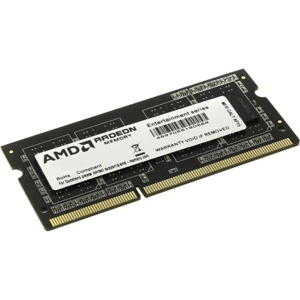 Оперативная память SO-DIMM DDR3  4GB, 1600МГц (PC12800) AMD R534G1601S1SL-UO, 1.35В