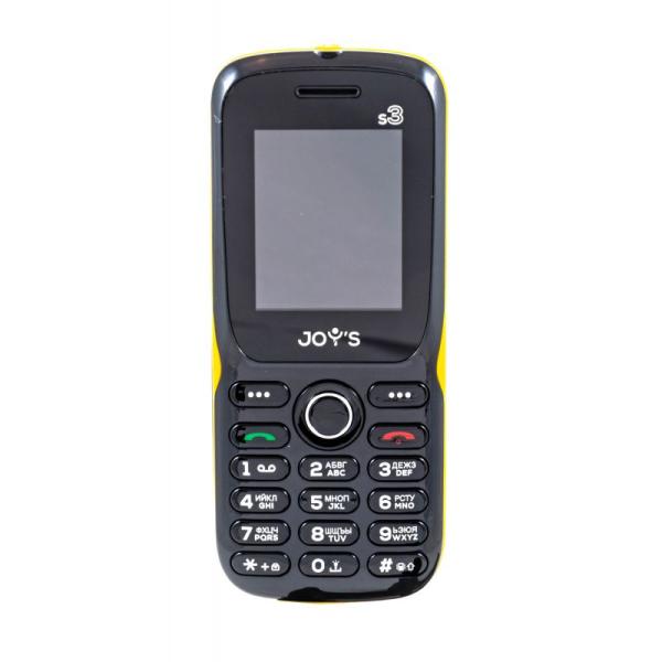 Мобильный телефон 2*SIM Joy's S3, GSM850/900/1800/1900, 1.77" 160*128, камера 0.08Мпикс, 32M, SD-micro, USB, BT, 56.5*130.1*15.1мм 135г, черный-желтый