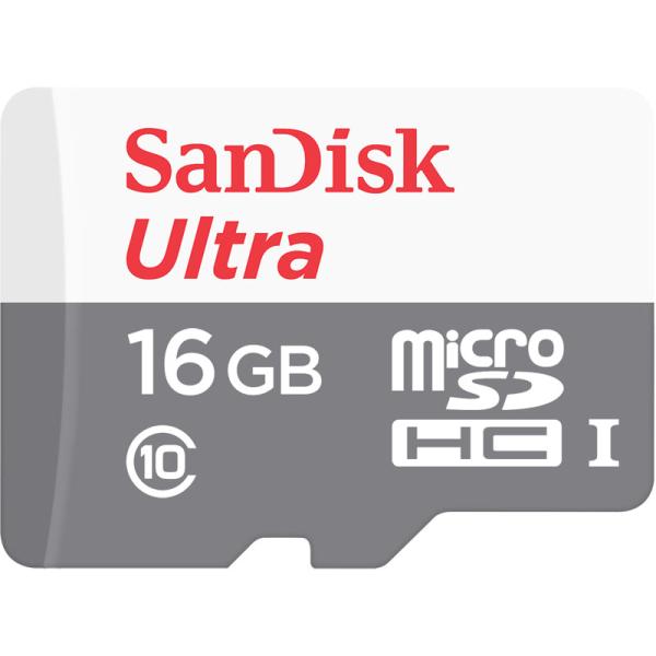 Карта памяти SDHC-micro (TransFlash) 16GB SanDisk SDSQUNS-016G-GN3MN, 48/10МБ/сек, class 10, без адаптера SD