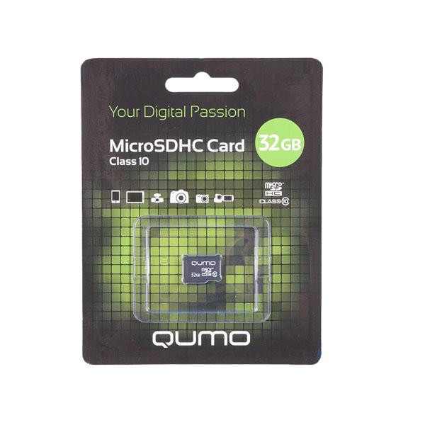 Карта памяти SDHC-micro (TransFlash) 32GB QUMO QM32GMICSDHC10NA, class 10