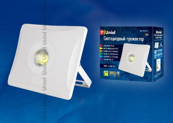 Прожектор светодиодный Uniel ULF-F11-50W/DW IP65 180-240В WHITE, 1 светодиод, 220В, 50Вт, 4300Лм, 50000ч, дневной белый, 6000К, IP65