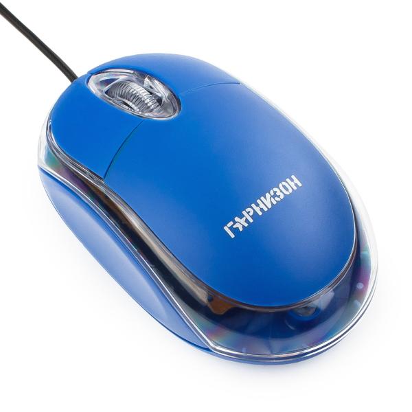 Мышь оптическая Гарнизон GM-100B, USB, 3 кнопки, колесо, 1000dpi, для ноутбука, синий