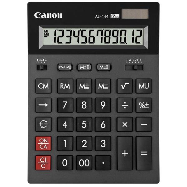 Калькулятор настольный Canon AS-444, 12 разрядов, двойное питание, темно-серый