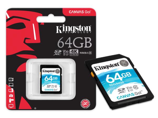 Карта памяти SDXC  64GB Kingston SDG/64GB, 90/45МБ/сек, class 10, UHS-I U3