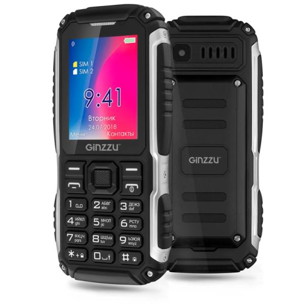 Мобильный телефон 2*SIM Ginzzu R70, GSM900/1800/1900, 2.4" 320*240, камера 0.3Мпикс, SDHC-micro, BT, диктофон, WAP, MP3 плеер, 62*136*27мм 207г, черный