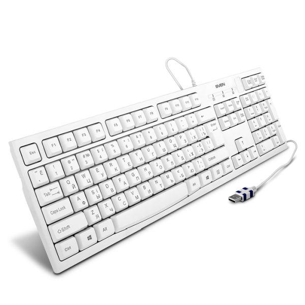 Клавиатура Sven KB-S300, USB, влагозащищенная, белый