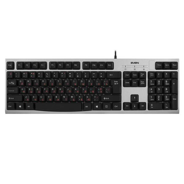 Клавиатура Sven KB-S300, USB, влагозащищенная, серебристый-черный