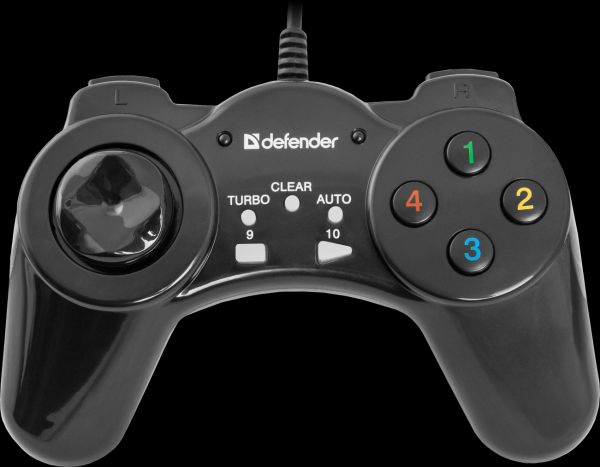 Игровой манипулятор GamePad для PC Defender Vortex, USB, 8 позиций, 9 кнопок, 4 курка, черный