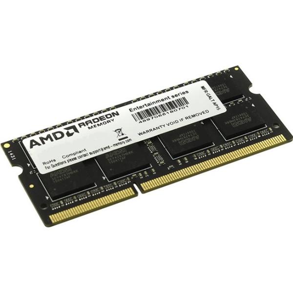 Оперативная память SO-DIMM DDR3  8GB, 1600МГц (PC12800) AMD Radeon R5 Entertainment Series R538G1601S2SL-U, 1.35В