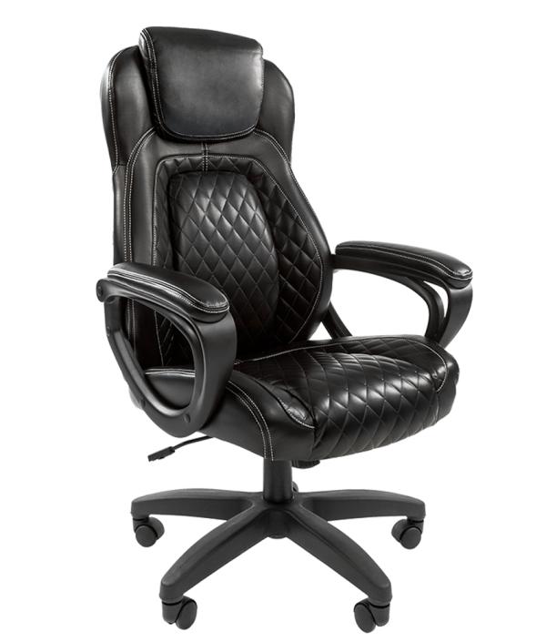 Кресло Chairman CH 432, черный, экокожа, механизм качания TG, эргономичный дизайн, подлокотники закругленные с мягкими накладками, крестовина-пластик, регулировка высоты сиденья - газлифт, до 120кг