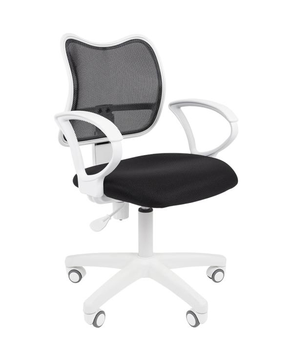 Кресло Chairman CH 450 LT white TW-11/TW-01, черный, спинка-ткань-сетка, белый пластик, эргономичное, закругленные подлокотники, крестовина-пластик, регулировка высоты сиденья-газлифт, до 100кг