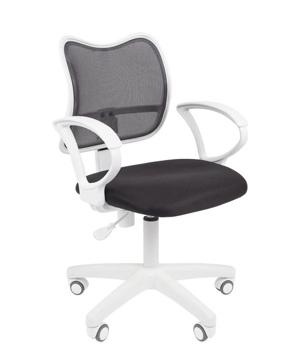 Кресло Chairman CH 450 LT white TW-12/TW-04, серый, спинка-ткань-сетка, белый пластик, эргономичное, закругленные подлокотники, крестовина-пластик, регулировка высоты сиденья-газлифт, до 100кг