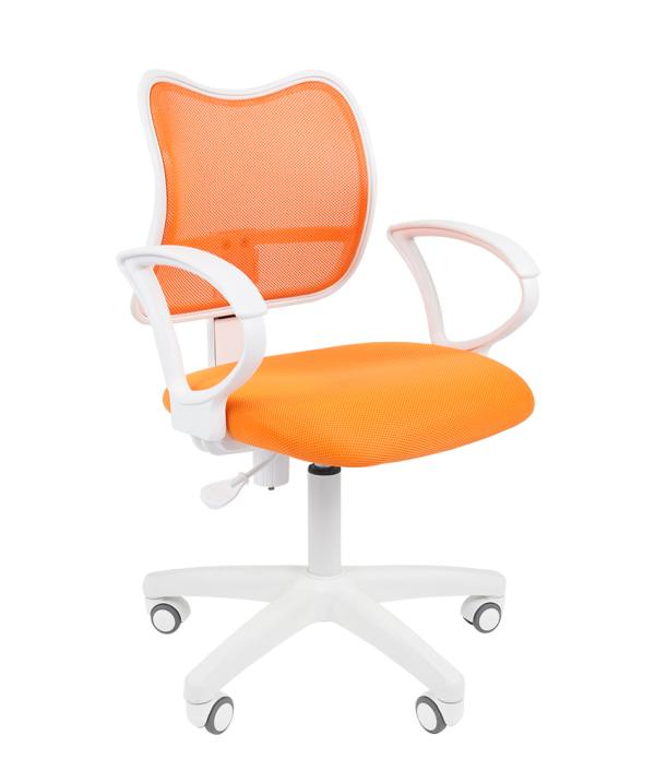 Кресло Chairman CH 450 LT white TW-16/TW-66, оранжевый, спинка-ткань-сетка, белый пластик, эргономичное, закругленные подлокотники, крестовина-пластик, регулировка высоты сиденья-газлифт, до 100кг