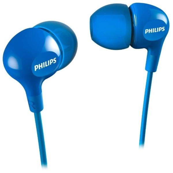Наушники с микрофоном проводные вставные Philips SHE3555BL/00, 10..22000Гц, кабель 1.2м, MiniJack, динамические, синий