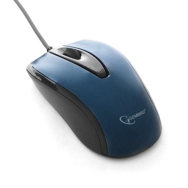Мышь оптическая Gembird MOP-405-B, USB, 3 кнопок, колесо, 1000dpi, бесшумная, голубой-черный