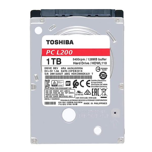 Жесткий диск 2.5" SATA 1TB Toshiba L200 HDWL110UZSVA, SATAIII, 5400rpm, 128MB, для ноутбука