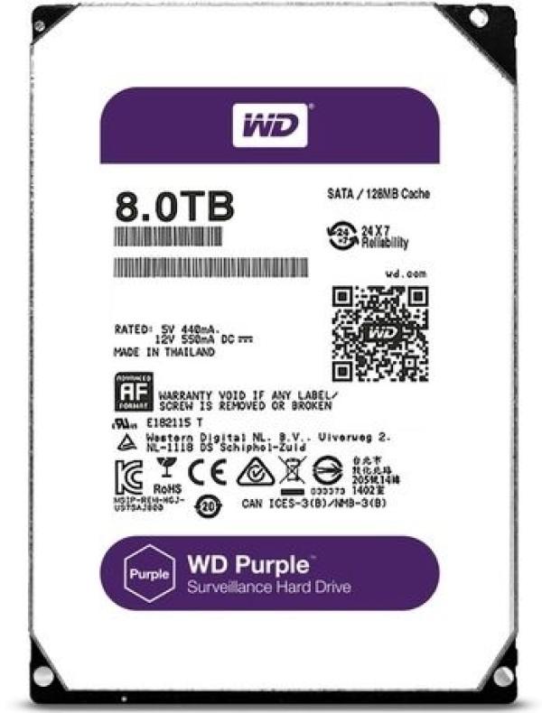 Жесткий диск 3.5" SATA  8TB WD Purple WD81PURZ, SATAIII, 5400rpm, 256MB cache