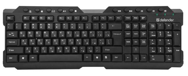 Клавиатура беспроводная Defender Element HB-195 RU, USB, FM 10м, Multimedia 10 кнопок, 2*АА, черный, 45195