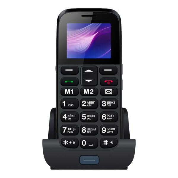 Мобильный телефон 2*SIM Vertex C313, GSM850/900/1800/1900, 1.77" 160*128, 64MB, SDHC-micro, MP3 плеер, BT, FM радио, большие клавиши, кнопка SOS, док. станция, 53*118*13.5мм 78г, черный