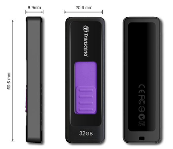 Флэш-накопитель USB3.0  32GB Transcend JetFlash 760 TS32GJF760, High-Speed, черный-фиолетовый