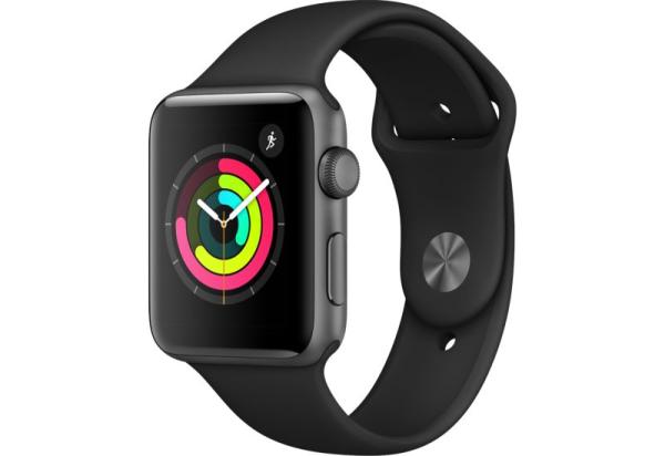 Часы наручные Apple Watch Series 3 42mm (MTF32FS/A), сенсорный 1.65", 8Гб, WiFi, BT, GPS/ГЛОНАСС, для смартфонов Apple, BT, IP67, серый