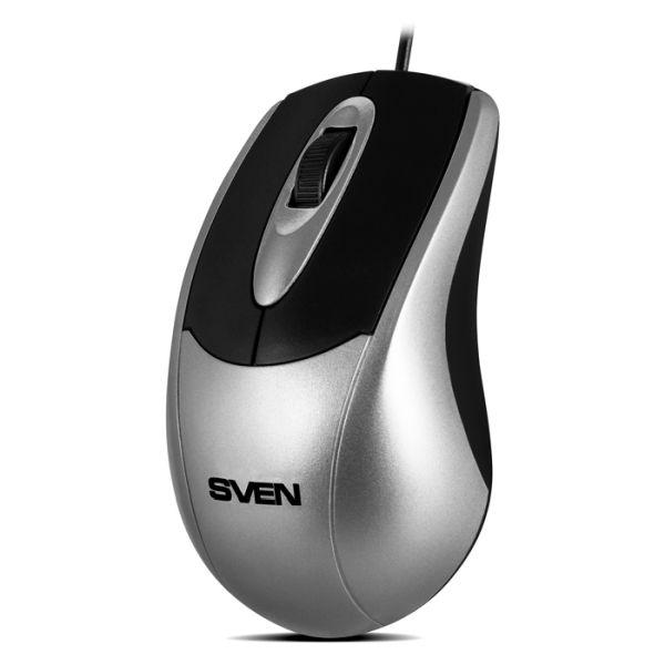 Мышь оптическая Sven RX-110, USB, 3 кнопки, колесо, 1000dpi, серебристый-черный?