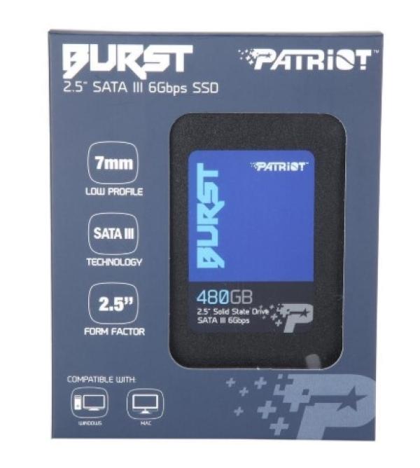 Накопитель SSD 2.5" SATA  480GB Patriot Burst PBU480GS25SSDR, SATAIII, 3D TLC, 560/540MB/s