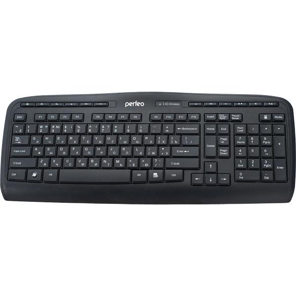 Клавиатура беспроводная Perfeo "Postscriptum" PF-5213-WL, USB, FM 10м, Multimedia 14 кнопок, 2*AAA, черный