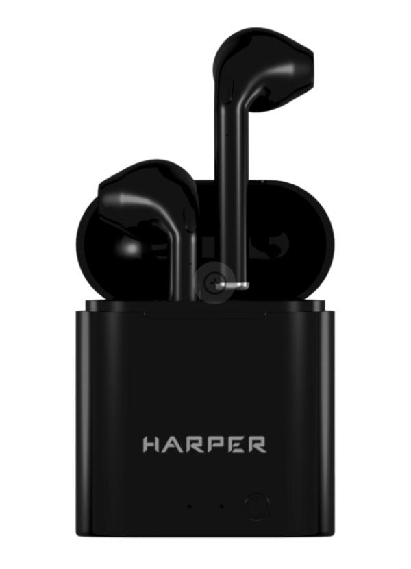 Наушники с микрофоном беспроводные BT вставные Harper HB-508 Black glossy, 20..20000, Bluetooth 5.0, MicroUSB, 3ч, черный