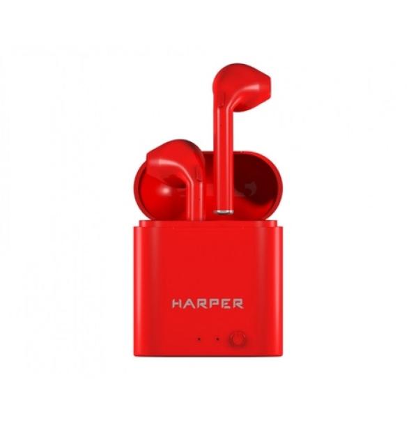 Наушники с микрофоном беспроводные BT вставные Harper HB-508 Red, 20..20000, Bluetooth 5.0, MicroUSB, 3ч, красный