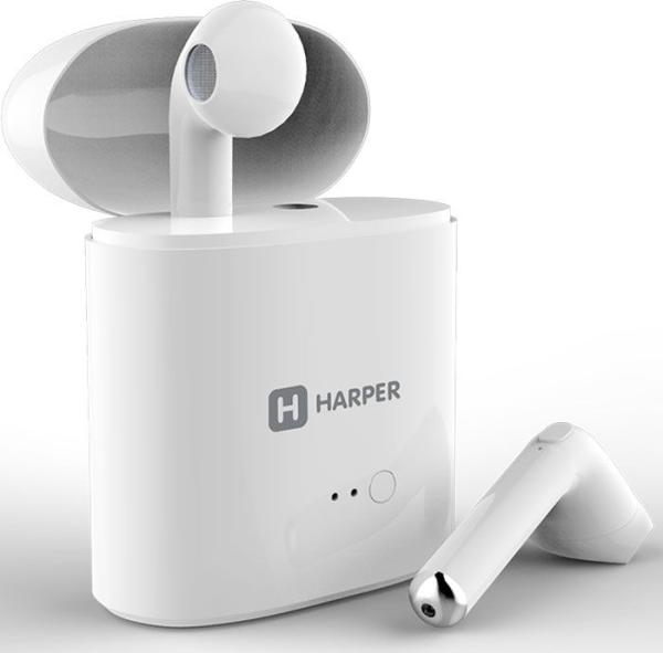 Наушники с микрофоном беспроводные BT вставные Harper HB-508 White, 20..20000, Bluetooth 5.0, MicroUSB, 3ч, красный