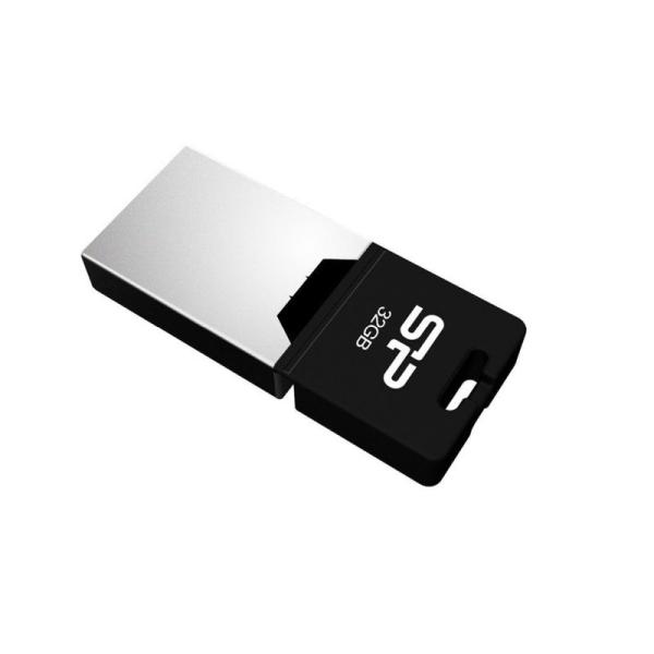Флэш-накопитель USB2.0  32GB Silicon Power Mobile X20 SP032GBUF2X20V1K, OTG USB micro-B, компактный, черный