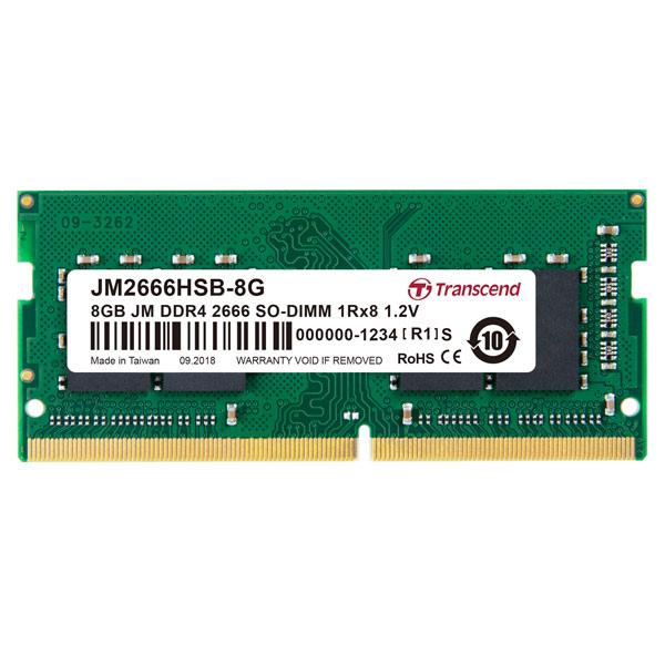 Оперативная память SO-DIMM DDR4  8GB, 2666МГц (PC21280) Transcend JM2666HSB-8G, 1.2В