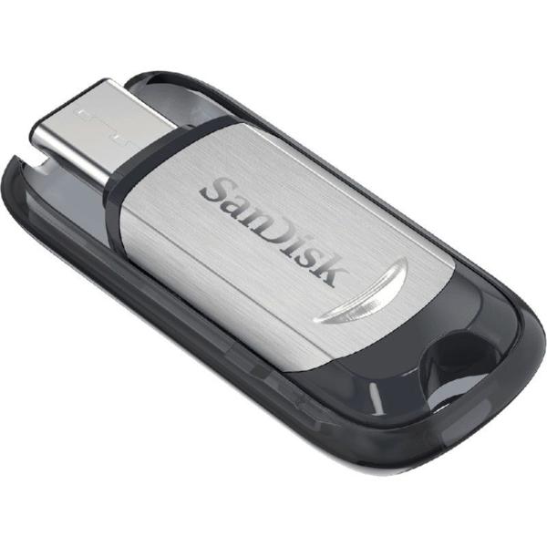 Флэш-накопитель USB3.1  64GB SanDisk CZ450 Ultra SDCZ450-064G-G46, USB-C, компактный, серебристый