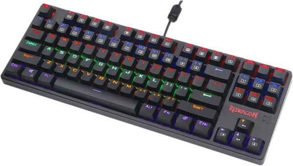 Клавиатура Redragon Daksa, USB, влагозащищенная, компактная, механическая, подсветка, черный, 78308