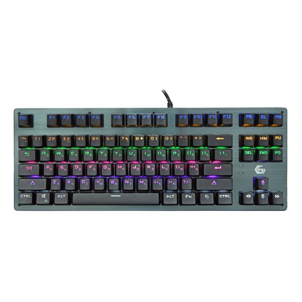 Клавиатура Gembird KB-G540L, USB, компактная, механическая, подсветка, алюминий/пластик, серый-черный