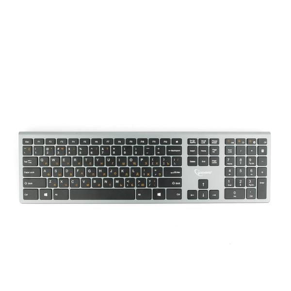 Клавиатура беспроводная Gembird KBW-1, USB, FM, 2*AAA, серебристый-черный
