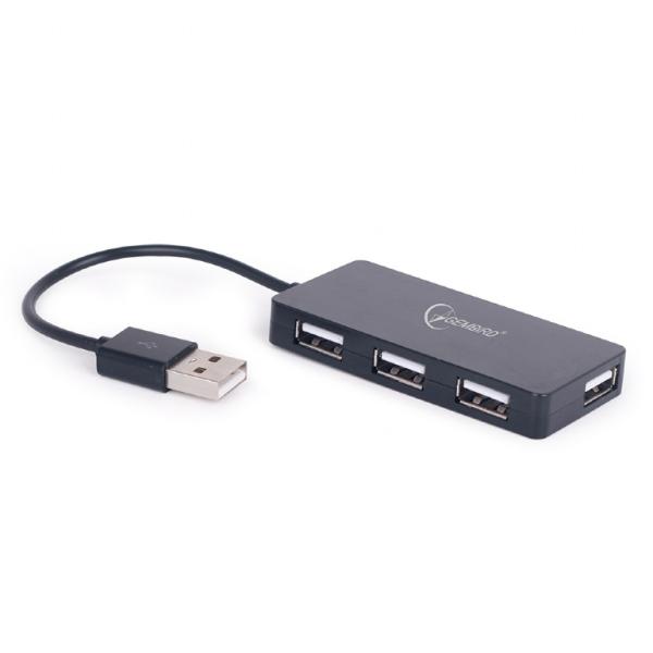 Разветвитель USB2.0  4*AF Gembird UHB-U2P4-03, пассивный, пластик, черный
