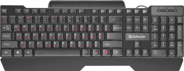 Клавиатура Defender Search HB-790, USB, влагозащищенная, кнопка "Яндекс", подставка для запястий, черный, 45790