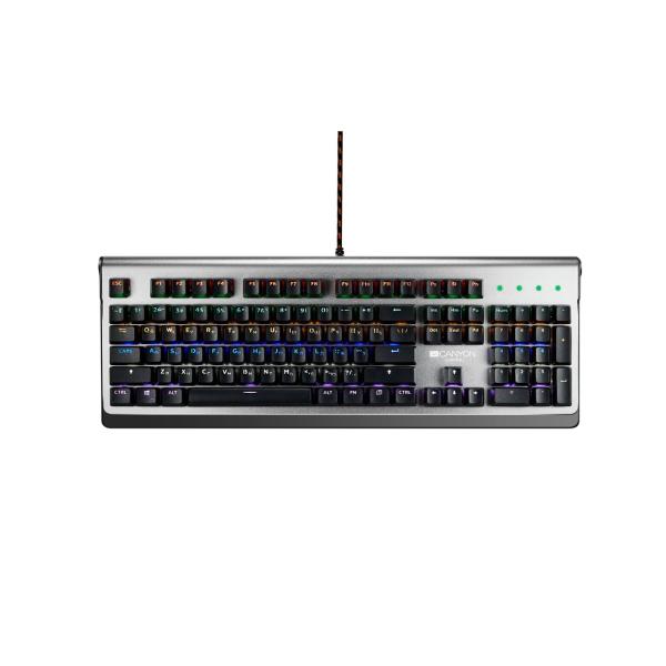 Клавиатура Canyon CND-SKB8-RU, USB, механическая, подсветка, программируемая, серебристый-черный