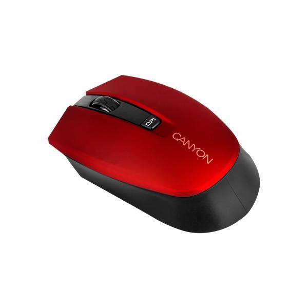 Мышь беспроводная оптическая Canyon CNS-CMSW5B, USB, 4 кнопки, колесо, FM, 1280/800dpi, 1*AA, красный-черный