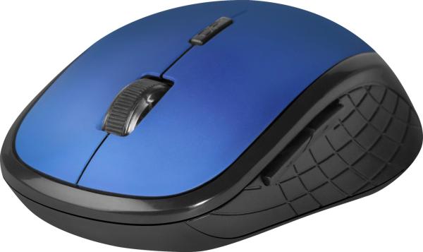 Мышь беспроводная оптическая Defender Aero MM-755, USB, 6 кнопок, колесо, FM 10м, 1600/1200/800dpi, 2*AAA, синий-черный, 52755